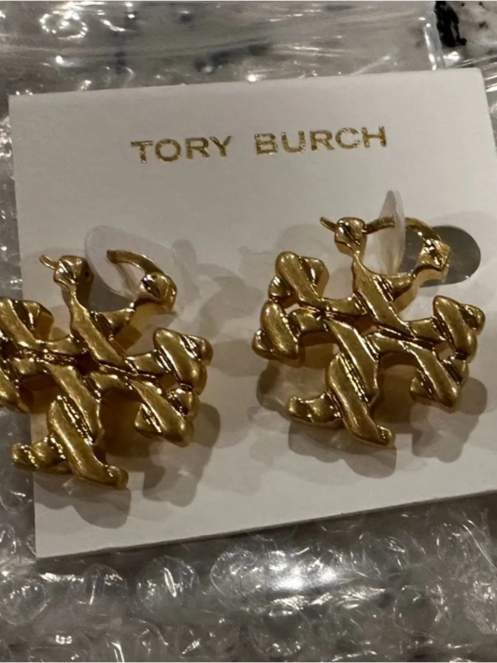 Tory Burch Gold Logo Stud Earrings